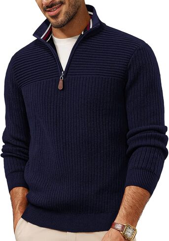 PJ Paul Jones Mens Quarter Zip Sweater Long Sleeve Casual Pullover lebover swittured switters in Saudi Arabia