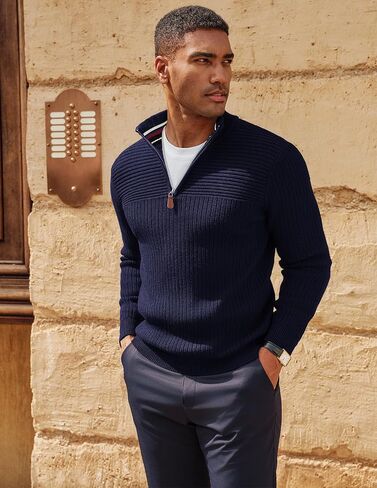 PJ Paul Jones Mens Quarter Zip Sweater Long Sleeve Casual Pullover lebover swittured switters in Saudi Arabia