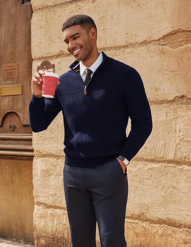 PJ Paul Jones Mens Quarter Zip Sweater Long Sleeve Casual Pullover lebover swittured switters in Saudi Arabia