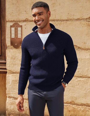 PJ Paul Jones Mens Quarter Zip Sweater Long Sleeve Casual Pullover lebover swittured switters in Saudi Arabia