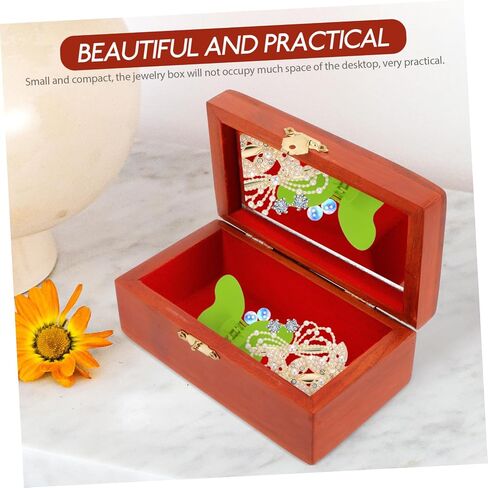 Cabilock Vintage Jewelry Box Lid Wooden Treasure Chest Organizer for Keepsakes Retro Trinket Storage Box for Home Decor in Saudi Arabia