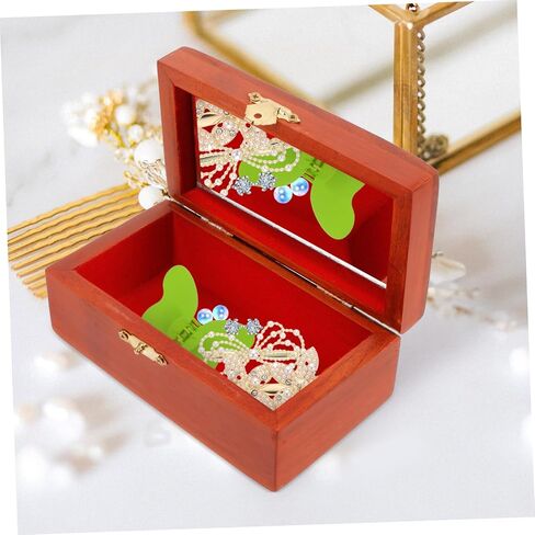 Cabilock Vintage Jewelry Box Lid Wooden Treasure Chest Organizer for Keepsakes Retro Trinket Storage Box for Home Decor in Saudi Arabia