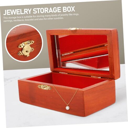 Cabilock Vintage Jewelry Box Lid Wooden Treasure Chest Organizer for Keepsakes Retro Trinket Storage Box for Home Decor in Saudi Arabia