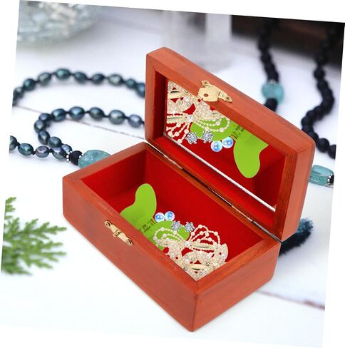 Cabilock Vintage Jewelry Box Lid Wooden Treasure Chest Organizer for Keepsakes Retro Trinket Storage Box for Home Decor in Saudi Arabia