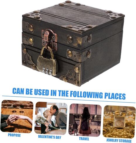 VALICLUD Vintage Trinket Box Wooden Keepsake Chest with Lid for Jewelry Storage Multi Purpose Treasure Box for Women and for Valentine Day Mother Day Birthdays and Anniversaries in Saudi Arabia