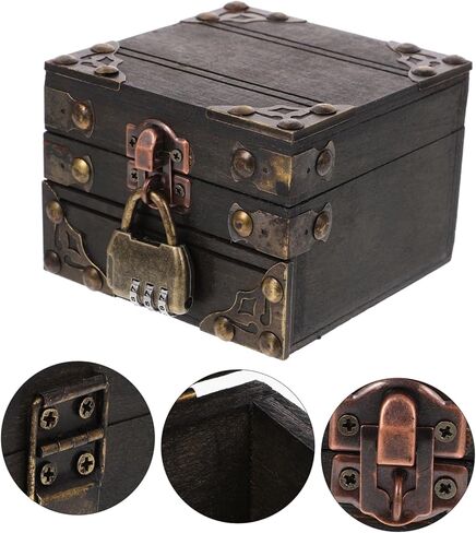 VALICLUD Vintage Trinket Box Wooden Keepsake Chest with Lid for Jewelry Storage Multi Purpose Treasure Box for Women and for Valentine Day Mother Day Birthdays and Anniversaries in Saudi Arabia
