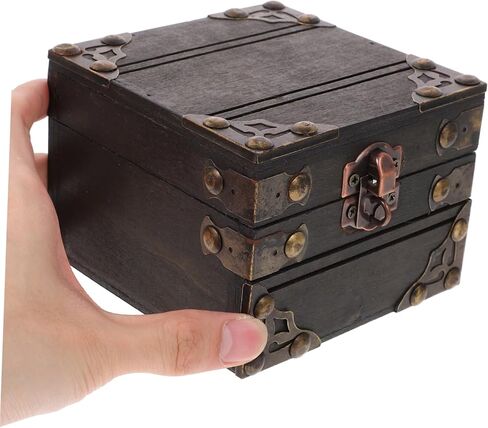 VALICLUD Vintage Trinket Box Wooden Keepsake Chest with Lid for Jewelry Storage Multi Purpose Treasure Box for Women and for Valentine Day Mother Day Birthdays and Anniversaries in Saudi Arabia
