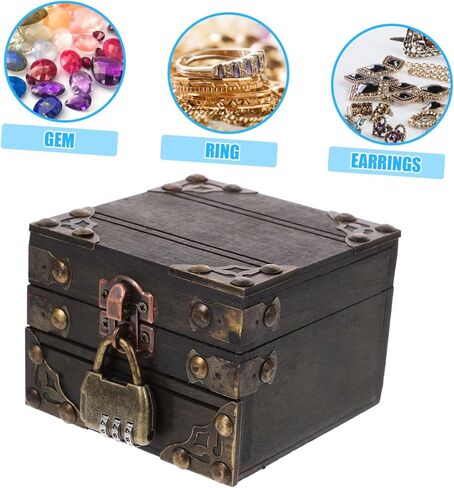 VALICLUD Vintage Trinket Box Wooden Keepsake Chest with Lid for Jewelry Storage Multi Purpose Treasure Box for Women and for Valentine Day Mother Day Birthdays and Anniversaries in Saudi Arabia