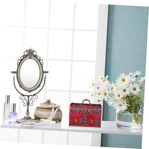 صندوق مجوهرات خشبي خمر مع نمط زهرة منقوش صندوق الكنز المزخرف لغرفة نوم المنزل منظم التذكار لعرض المجوهرات in Kuwait