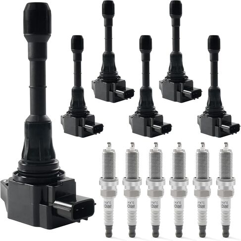 مجموعة من 6 حزمة لفائف الاشتعال و Iridium Sparks توافق مع 2007-2020 نيسان Altima Maxima Murano Pathfinder Quest 350Z Infiniti Q50 Q00 QX60 EX35 FX35 G25 G35 JX35 M35H V6 3.5 UF550 in Kuwait