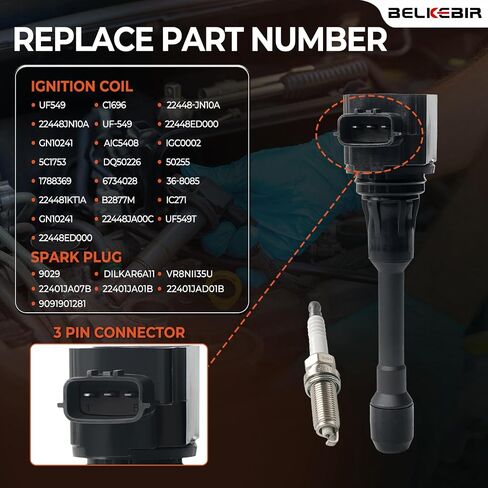 مجموعة من 6 حزمة لفائف الاشتعال و Iridium Sparks توافق مع 2007-2020 نيسان Altima Maxima Murano Pathfinder Quest 350Z Infiniti Q50 Q00 QX60 EX35 FX35 G25 G35 JX35 M35H V6 3.5 UF550 in Kuwait