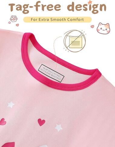 Mikrdoo Girls Pajamas Kids Soft Cutton Cotton Long Long Sleeve 2 قطعة PJs Snug-Fit in Kuwait
