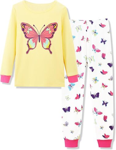 Mikrdoo Girls Pajamas Kids Soft Cutton Cotton Long Long Sleeve 2 قطعة PJs Snug-Fit in Saudi Arabia
