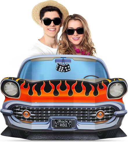 Amyhill 3.1 FT 1950S Hot Rod Car Cardboard Clutout Stand Up Life Retro Car Stand Up Cardboard 50's 20's Party Party Sock Hop Rock 'N' Roll Photo Photo Props Standup in Saudi Arabia