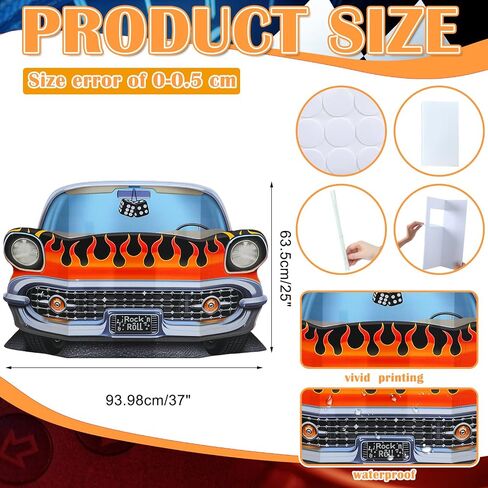 Amyhill 3.1 FT 1950S Hot Rod Car Cardboard Clutout Stand Up Life Retro Car Stand Up Cardboard 50's 20's Party Party Sock Hop Rock 'N' Roll Photo Photo Props Standup in Saudi Arabia