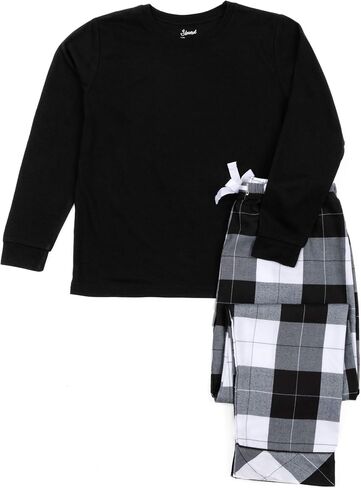 Leveret Kids Pajamas Poly Top & Flannel Pants Variety of style 2-14 Years in Saudi Arabia