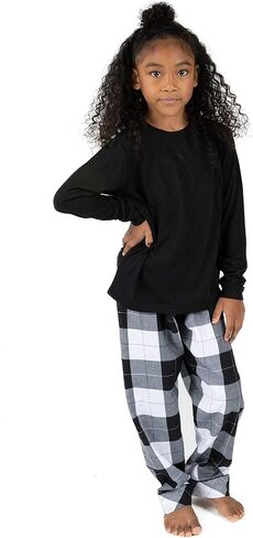 Leveret Kids Pajamas Poly Top & Flannel Pants Variety of style 2-14 Years in Saudi Arabia