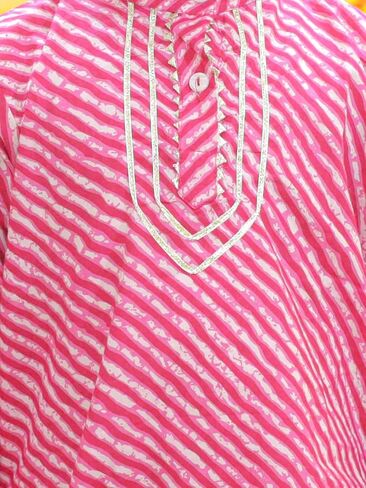 Kids Cotton Leheriya Print Kurta Pajama Set, Traditional Indian Wear in Kuwait