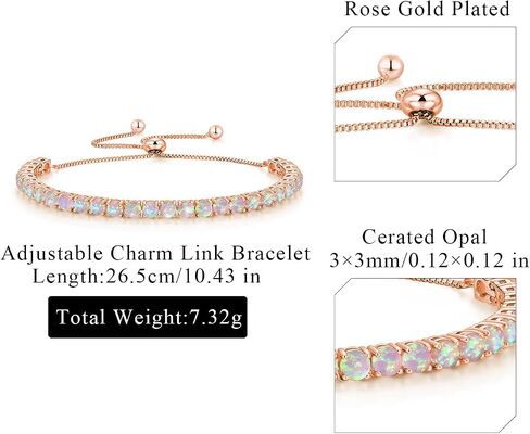 Adjustable Tennis Bracelet 14K White Gold Plated Multicolor Opal Bracelets for Women Slider Bracelet Jewelry Gifts in Kuwait