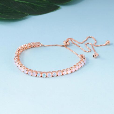 Adjustable Tennis Bracelet 14K White Gold Plated Multicolor Opal Bracelets for Women Slider Bracelet Jewelry Gifts in Kuwait