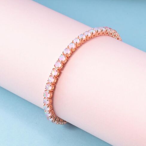 Adjustable Tennis Bracelet 14K White Gold Plated Multicolor Opal Bracelets for Women Slider Bracelet Jewelry Gifts in Kuwait