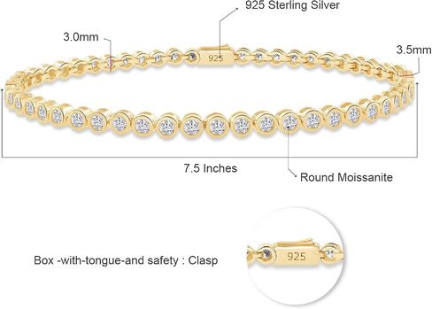 Tennis Bracelet For Women | Round Moissanite Diamond Bezel Set Stackable Wedding Bracelet for Brides | 14K Gold Over Sterling Silver Jewelry Gifts For Her (1.60 Cttw to 2.00 Cttw) in Saudi Arabia