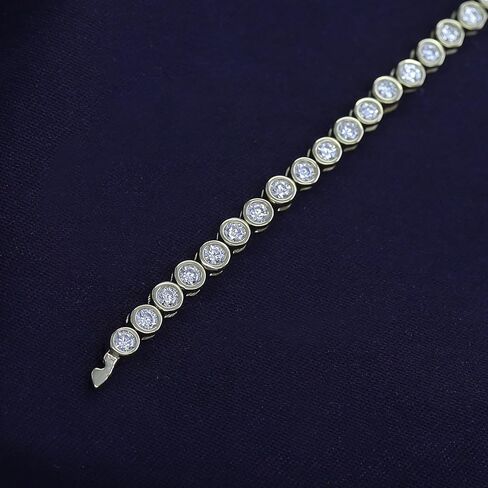 Tennis Bracelet For Women | Round Moissanite Diamond Bezel Set Stackable Wedding Bracelet for Brides | 14K Gold Over Sterling Silver Jewelry Gifts For Her (1.60 Cttw to 2.00 Cttw) in Saudi Arabia