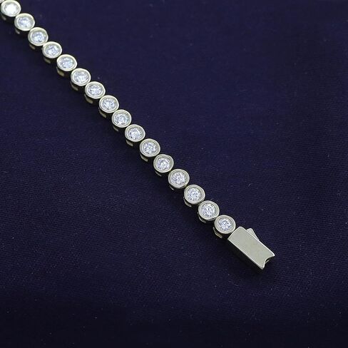 Tennis Bracelet For Women | Round Moissanite Diamond Bezel Set Stackable Wedding Bracelet for Brides | 14K Gold Over Sterling Silver Jewelry Gifts For Her (1.60 Cttw to 2.00 Cttw) in Saudi Arabia
