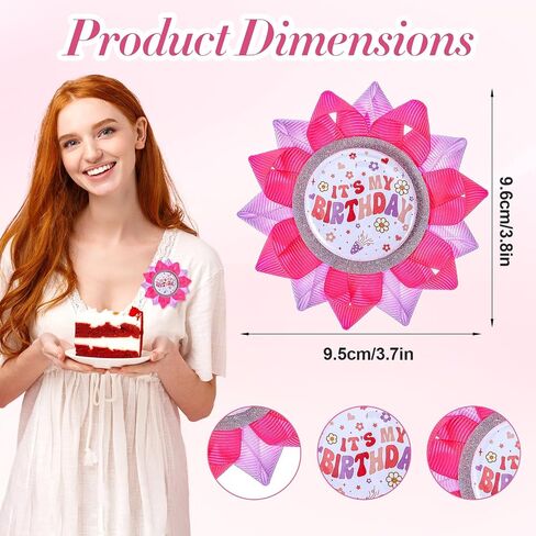 Its My Birthday Pin, Birthday Button Pins for Girls and Women, Hot Pink and Purple Ribbon Badge Pins for Party Decorations Supplies Gifts Ideas in Saudi Arabia