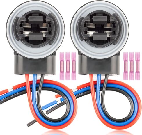 3157 T25 P27/7W 4114 3057 3157 Light Bulb Socket Holder Wire Harness Pigtail Base Adapter 2PCS, Black in Saudi Arabia