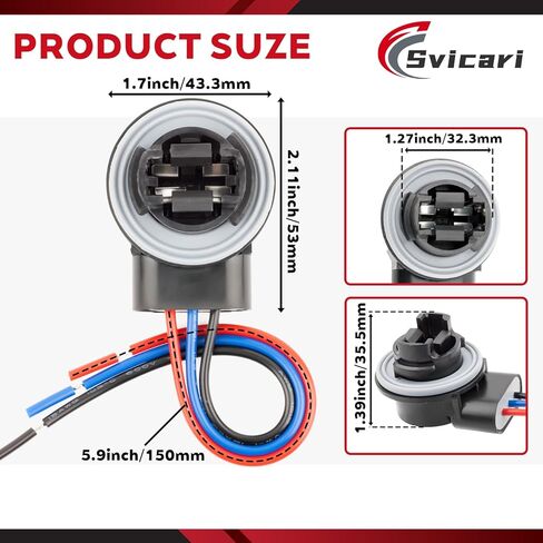 3157 T25 P27/7W 4114 3057 3157 Light Bulb Socket Holder Wire Harness Pigtail Base Adapter 2PCS, Black in Saudi Arabia