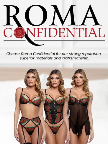 Roma Costume Sexy Garter Belt Lingerie Set: Cherry Delight Strappy 3 Piece Mesh & Lace Bra and Panties Lingerie Garter Set in Saudi Arabia