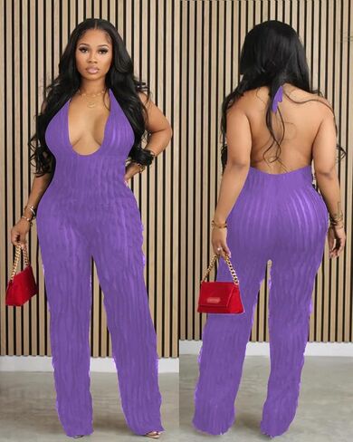 Sexy Summer Halter Plestuits for Women reary 2024 Backless v neck wide reg long bants one phemsuit romper club outfit in Kuwait