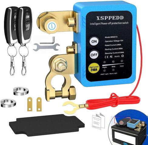 Kill Switch for Car,12V Remote Battery Disconnect 250A, Car Power Cut Off, Blue - Manual & Remote Control for Auto, RV, Truck, Boat, ATV (1 Pack) (Battery Switch) in Saudi Arabia
