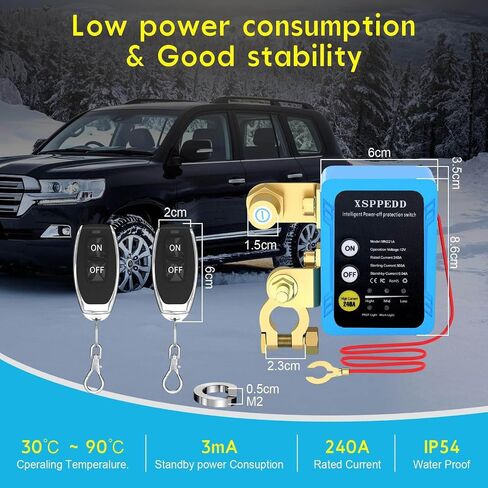 Kill Switch for Car,12V Remote Battery Disconnect 250A, Car Power Cut Off, Blue - Manual & Remote Control for Auto, RV, Truck, Boat, ATV (1 Pack) (Battery Switch) in Saudi Arabia