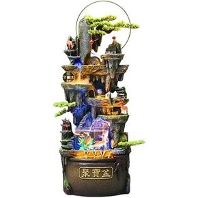 Decor 149cm High Circulating Waterfall Fountain Attracts Wealth, Retro Waterfall Fountain with Lighting for Living Rooms,Entrances for Entryway in Kuwait