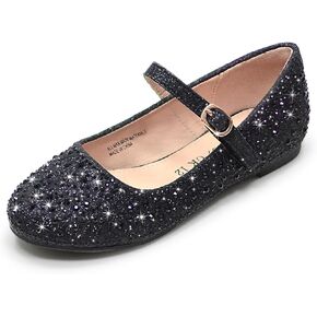 FLYFUPPY Girls Dress Shoes Sparkle Mary Jane Ballet Flats with Rhinestone Princess Flower Wedding Shoes in Kuwait