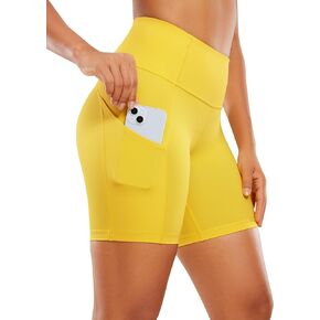 CRZ YOGA Women's Naked Feeling Light Running Shorts with Pockets 6'' - High Waisted Compression Gym Biker Shorts in Saudi Arabia