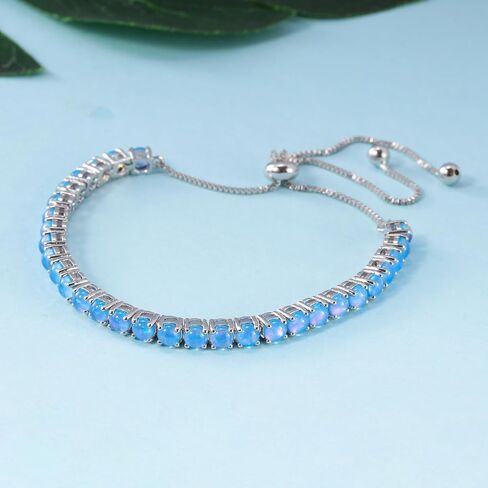 Adjustable Tennis Bracelet 14K White Gold Plated Multicolor Opal Bracelets for Women Slider Bracelet Jewelry Gifts in Kuwait