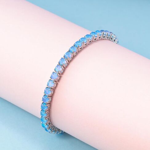 Adjustable Tennis Bracelet 14K White Gold Plated Multicolor Opal Bracelets for Women Slider Bracelet Jewelry Gifts in Kuwait