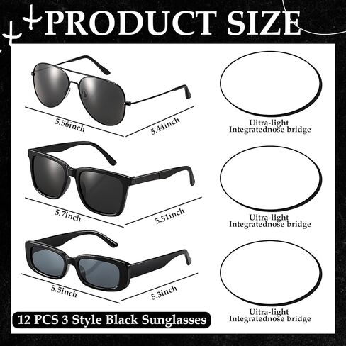 Mepase 18 Pieces Halloween Agent Costume Accessories Include Black Sunglasses, Zipper Ties, ID Badges, Spy Secret Service Security Costume Set for Alien Party Dress up in Saudi Arabia