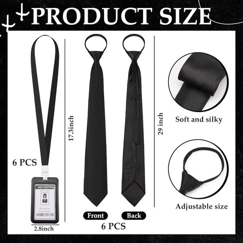 Mepase 18 Pieces Halloween Agent Costume Accessories Include Black Sunglasses, Zipper Ties, ID Badges, Spy Secret Service Security Costume Set for Alien Party Dress up in Saudi Arabia