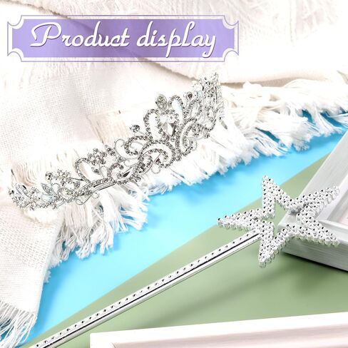 Preboun Pink Witch Costume Accessories for Women, Including Silver Fairy Crystal Tiara Crown Star Magic Wand Witch Fairy Costume Accessories Kit for Halloween Birthday Role-playing Cosplay Party in Saudi Arabia