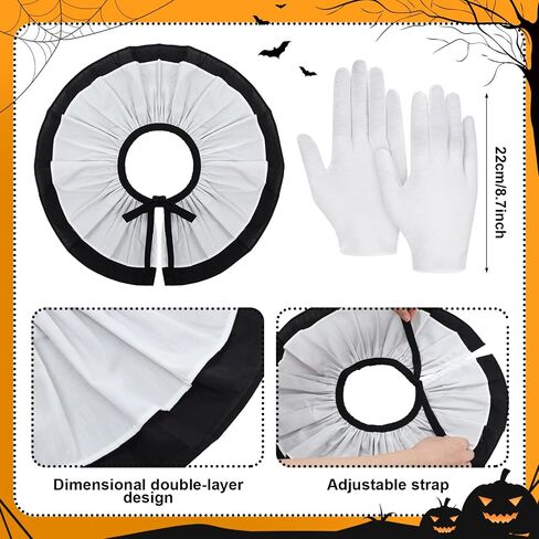 Yahenda 4 Pcs Halloween White Clown Costume Men Horror Clown Costume Accessories Include Open Face Mask Mini Top Hat Collar and Gloves for Adults Cosplay Party in Saudi Arabia