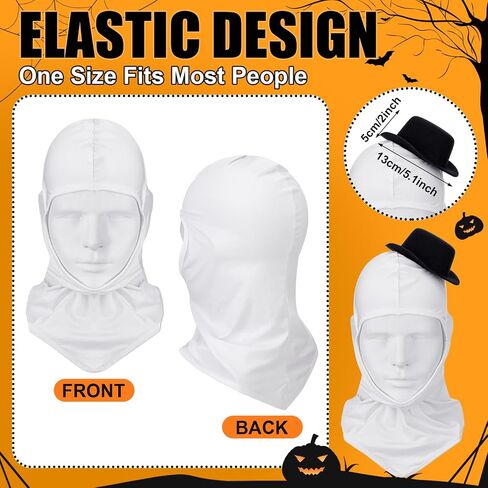 Yahenda 4 Pcs Halloween White Clown Costume Men Horror Clown Costume Accessories Include Open Face Mask Mini Top Hat Collar and Gloves for Adults Cosplay Party in Saudi Arabia