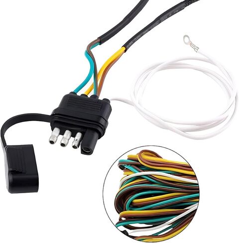 HZEL 22Ft 4 Pin 5 Wire Trailer Wiring Harness, 4 Way Flat Towed Vehicle Light Wire Extension Connector Kit with 18 Gauge Ground, Universal Towing Harness Connecting Accessories (StyleA) in Saudi Arabia