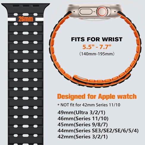 متوافق مع ساعة Apple Watch Ultra 2/Ultra Band 49mm/45mm/44mm/42mm للرجال والنساء، سوار ساعة رياضي متين من السيليكون المغناطيسي لساعة iWatch SE2/SE/9/8/7/6/5/4/3/2/1 in Kuwait