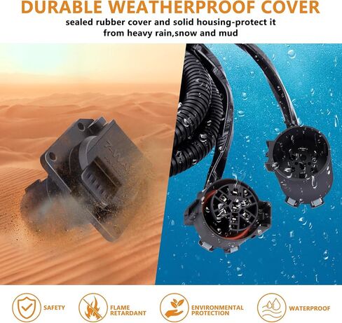 Zhushan 7-Way Blade & 4-Pin Flat Plud Slup مع قوس ، متوافق مع Ford F-150 F-250 ، RAM ، Chevy ، GMC ، Truck SUV RV Tow Wiring Harness (2009-2023) in Kuwait