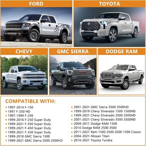 Zhushan 7-Way Blade & 4-Pin Flat Plud Slup مع قوس ، متوافق مع Ford F-150 F-250 ، RAM ، Chevy ، GMC ، Truck SUV RV Tow Wiring Harness (2009-2023) in Kuwait