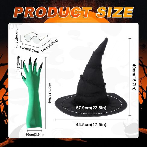 Witch Costume Accessories, Witch Hat & Wig & Glasses & Gloves, Dress Up for Women Fan Role-playing Party in Saudi Arabia
